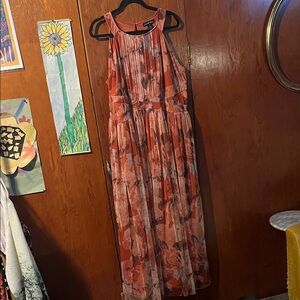 Elegant Floral Maxi Dress - Coral and Peach